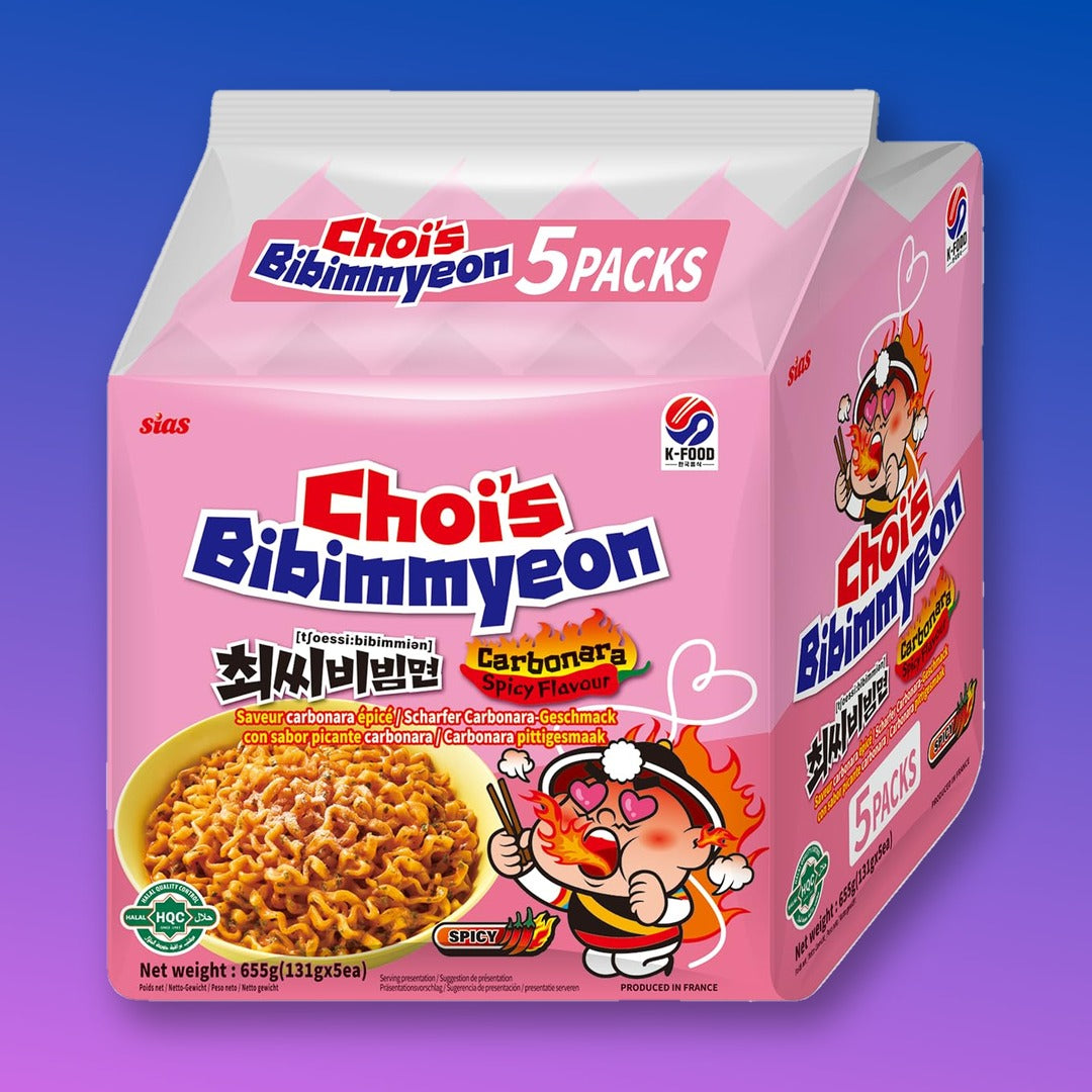 Choi's Bibimmyeon Spicy Carbonara Instant Noodles 5 x 131g (Multipack)