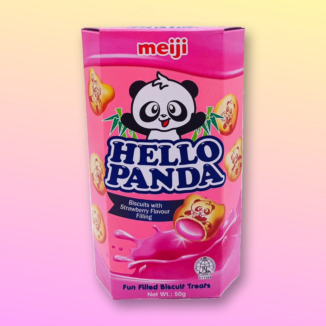 Meiji Hello Panda Biscuits with Strawberry Flavoured Filling 50g